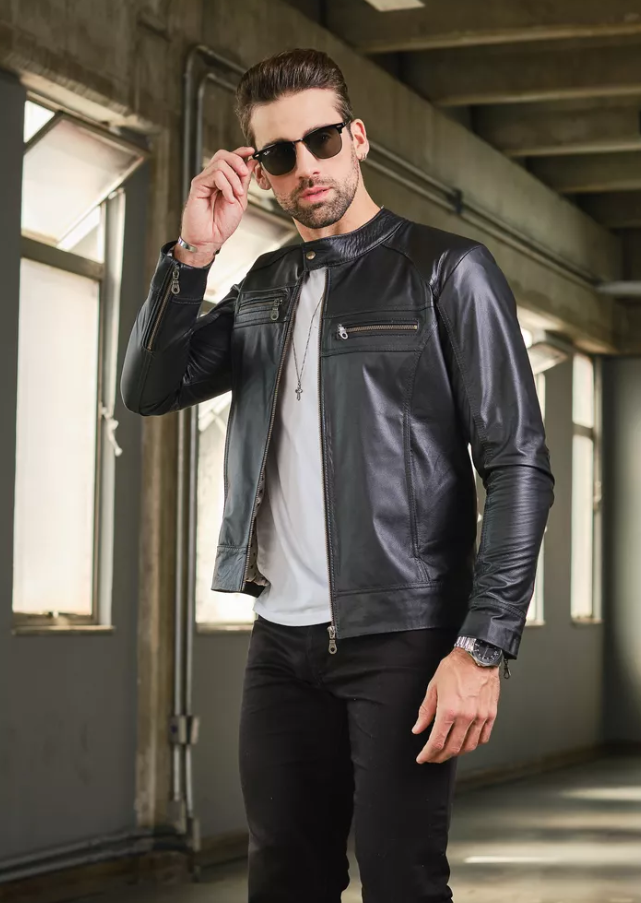 Looks de inverno com jaqueta de couro masculina legítima